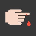 Hurt bleeding finger, medical and hospital related flat design i