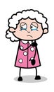 Hurt and Crying- Old Cartoon Granny Vector Illustration Royalty Free Stock Photo