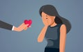 Unhappy Woman Rejecting Unwanted Love Advances Vector Cartoon