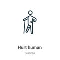 Hurt human outline vector icon. Thin line black hurt human icon, flat vector simple element illustration from editable feelings