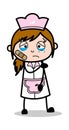 Hurt - Retro Cartoon Waitress Female Chef Vector Illustration