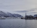 Hurtig Routes post and cruise ship in Tromso Royalty Free Stock Photo