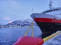 Hurtig Routes post and cruise ship in Tromso Royalty Free Stock Photo