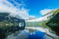 Hurtigruten cruise liner sailing on the Geirangerfjord, one of the most popular destination in Norway Royalty Free Stock Photo