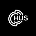 HUS letter logo design on black background. HUS creative initials letter logo concept. HUS letter design