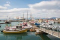 Boats in port of Husavik in North Iceland