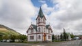 Icelandic church in the little town of Husavik, north Iceland