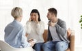 Husband Blaming Wife For Ruining Marriage Sitting In Therapist`s Office