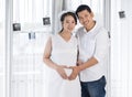 Husband and his pregnant wife showing heart with hands Royalty Free Stock Photo