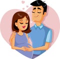 Young Family Expecting First Baby Illustration