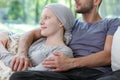 Husband hugging wife with cancer Royalty Free Stock Photo