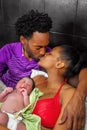 Husband Kisses His Wife After She Gives Birth At Home Royalty Free Stock Photo