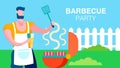 Husband Preparing Barbecue Snack Banner Template