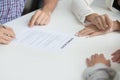 Husband signing divorce decree giving permission to marriage dis Royalty Free Stock Photo