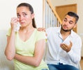 Husband to comfort crying wife