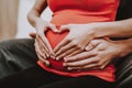 Husband is Hugging His Pregnant Woman Royalty Free Stock Photo