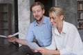 Husband and wife discussing medical analysis checking health consulting with doctor paperwork Royalty Free Stock Photo