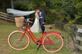 Husband and wife kiss on their wedding Day outdoors Royalty Free Stock Photo