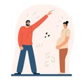 The husband yells at his pregnant wife. Family conflict. Vector illustration in flat style