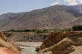 Hushekat village in Zeravshan river valley in northern Tajikist Royalty Free Stock Photo