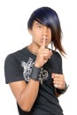 Hushing punk Asian teen Royalty Free Stock Photo