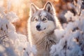Husky in a snowy forest