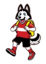 Husky dog cartoon back to school