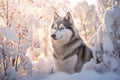 Husky in a snowy forest