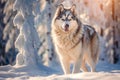 Husky in a snowy forest