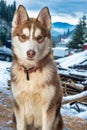 Brown Siberian Husky Puppy Dog Standing Royalty Free Stock Photo