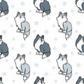 husky dogs seamless pattern