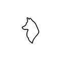 Husky head line profile icon isolated on white. Vector flat animal silhouette. Wild simple logo Royalty Free Stock Photo
