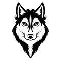 Husky logo. Portrait of a husky. Black and white dog head. Illustration of a pet. Tattoo.