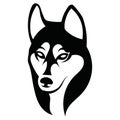 Husky logo. Portrait of a husky. Black and white dog head. Illustration of a pet. Tattoo.