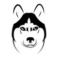 Husky logo. Portrait of a husky. Black and white dog head. Illustration of a pet. Tattoo.