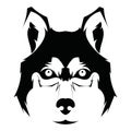 Husky logo. Portrait of a husky. Black and white dog head. Illustration of a pet. Tattoo.