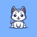 Husky Sitting Happy Cute Creative Kawaii Cartoon Mascot Logo