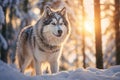 Husky in a snowy forest