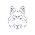 Husky or wolf head icon. Flat line illustration.
