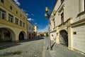 Husova ulica street in Vyskov town with Civic authorities building