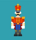 Hussar soldier retro. Guardsman with mustache. vector illustration