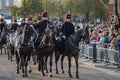 Hussars parading on horseback at the Lord Mayor`s Show in London on November 12, 2005. Unidentified people