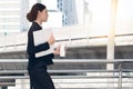The hustling business woman was walking to the meeting room. Royalty Free Stock Photo