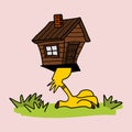 Hut of baba Yaga. Wooden house on a chicken leg from russian fairy tales. Royalty Free Stock Photo