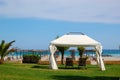 Hut at the beach of luxury hotel Royalty Free Stock Photo