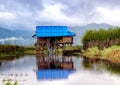 Hut floating on Inle lake Royalty Free Stock Photo