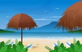 Hut Island Sea Summer Landscape Karma Kandara Beach Bali Illustration