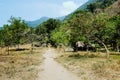 Hut of a kogi tribal farming family growing coca plants in their garden