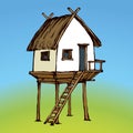 Hut on legs. Vector drawing Royalty Free Stock Photo