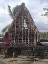 Hut located within the Royal Grounds or Haonaunau on Hawaii, USA Royalty Free Stock Photo